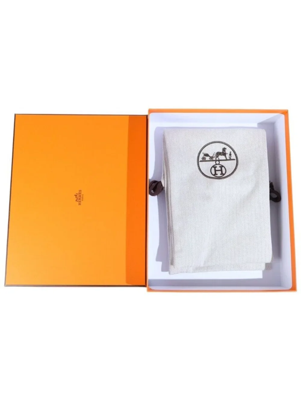 Hermes Oran H Logo Calfskin Flat Sandals Etoupe
